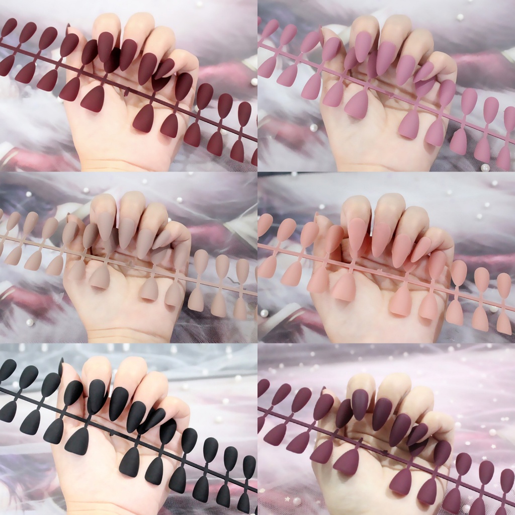 Luxnail FN72 พร้อมส่งเล็บปลอมเซต 24 ชิ้น แถมอุปกรณ์+กาว งานทรงอัลมอนด์สั้นสีด้าน มีหลายสีให้เลือกเหมาะกับทุกสีผิว