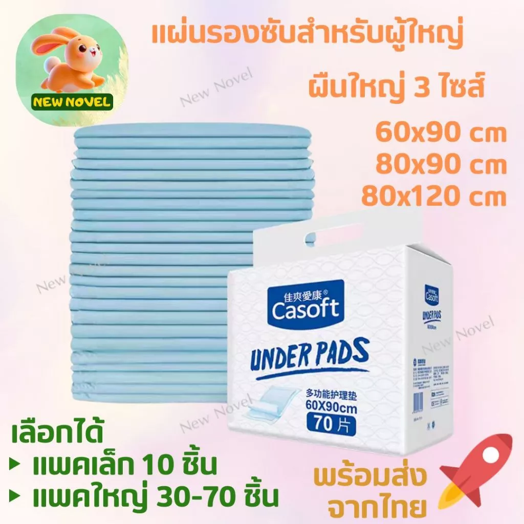 🚀พร้อมส่งจากไทย🚀 แผ่นรองซับผู้ใหญ่ แผ่นรองกันเปื้อน 60x90 80x90 80x120 cm แผ่นรองกันฉี่ผู้ใหญ่