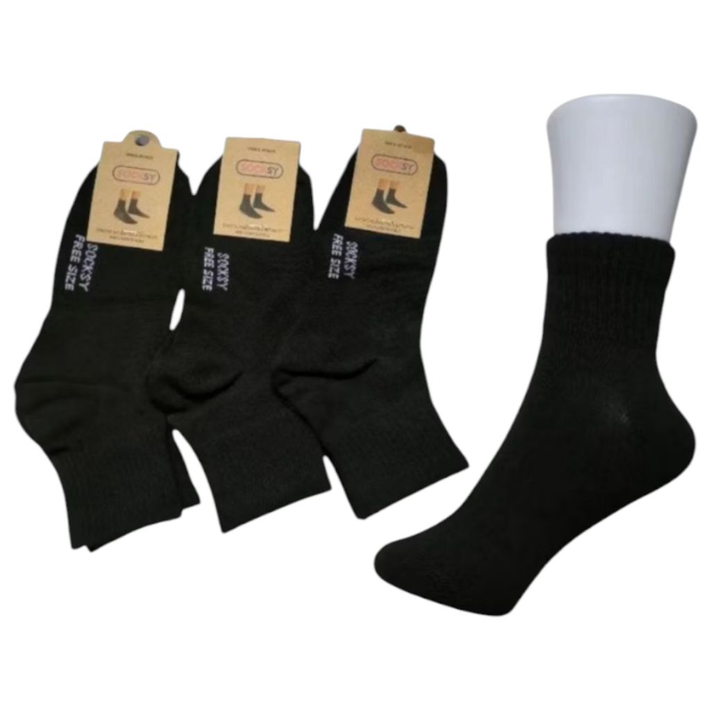 ถุงเท้าข้อกลาง socksy สีดำ รุ่น rc ขนาดฟรีไซส์ เนื้อหนานุ่ม ใส่สบาย พร้อมส่ง