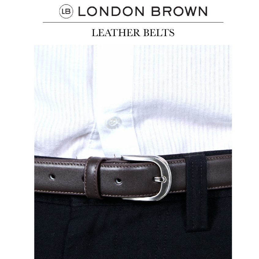 LONDON BROWN - LEATHER BELTS  3 CM เข็มขัดหนัง SMOOTH