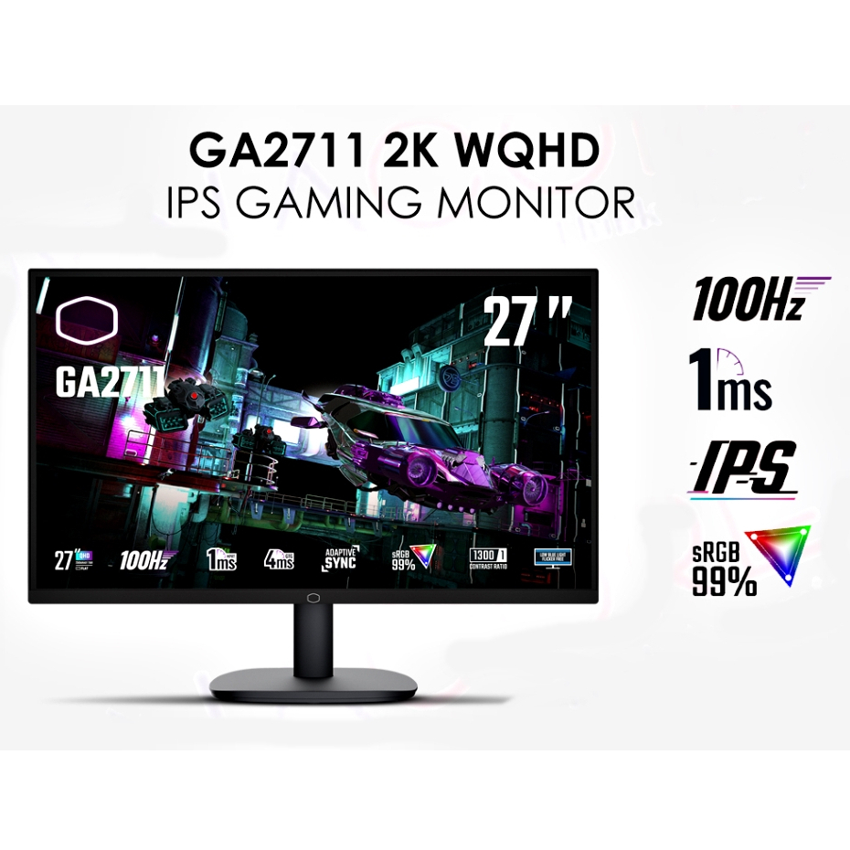 MONITOR (จอมอนิเตอร์) COOLER MASTER GA2711 - 27 INCH IPS 2K 100Hz ADAPTIVE SYNC (CMI-GA2711)