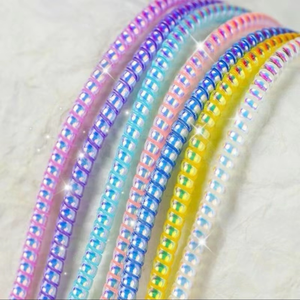 สายเกลียว ตัวถนอมสายชาร์จยาวา1.6เมตร สายหูฟัง ถนอมสายชาร์จ กันสายหักเกลียวพันสายชาร์จสีเมทาลิคเส้น เกลียวถนอมสายชาร์จ