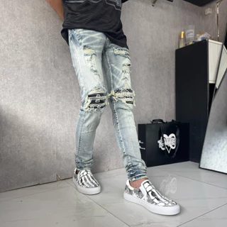 🔥ทักแซตรับส่วนลด100฿🔥 CA5250 กางเกงAmiri X1 เข่าดำลายบานาน่า CA5250