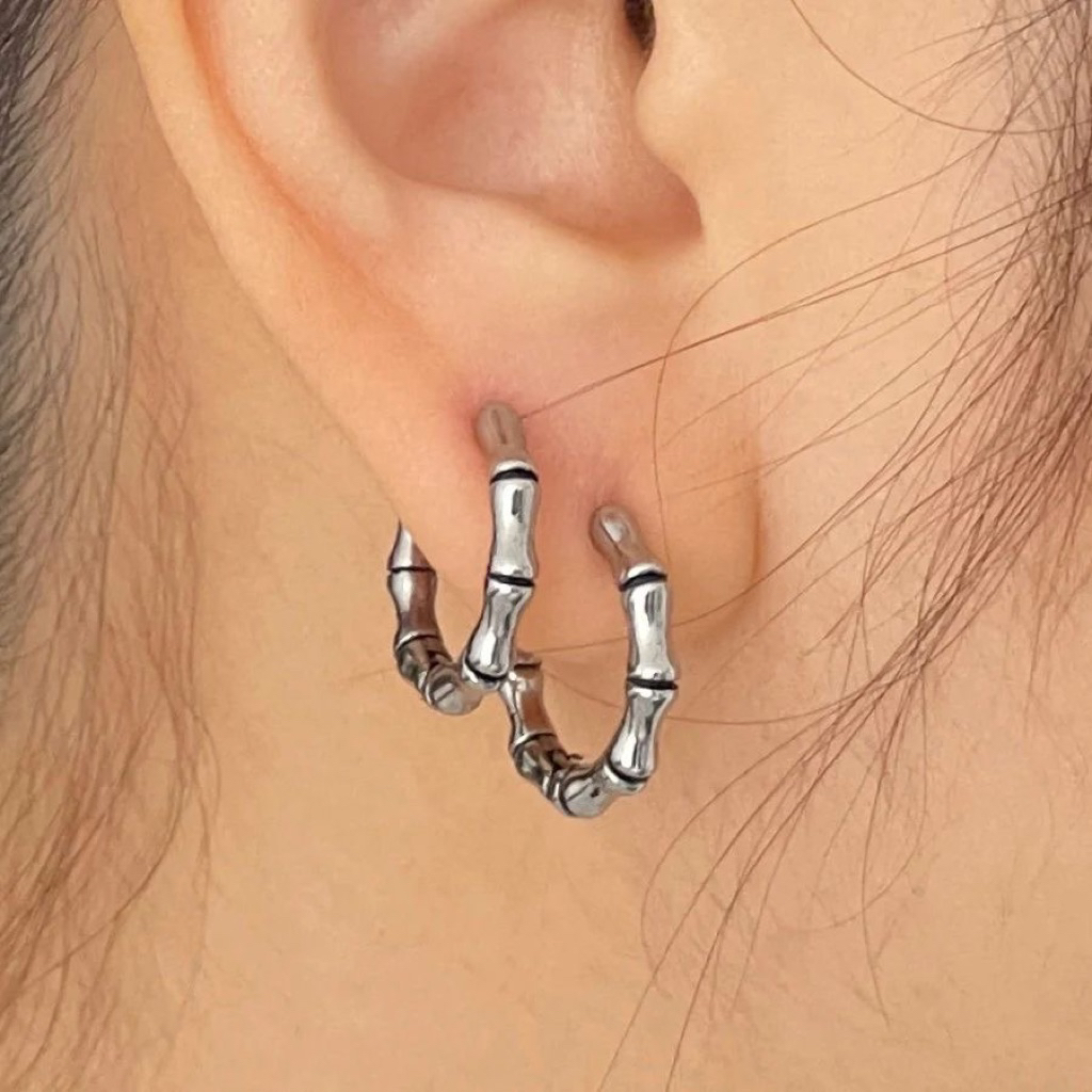 ต่างหูห่วงกระดูก (ราคา1คู่) สไตล์ชนเผ่าวินเทจสำหรับผู้ชาย/หญิง ต่างหูแบบโกธิก