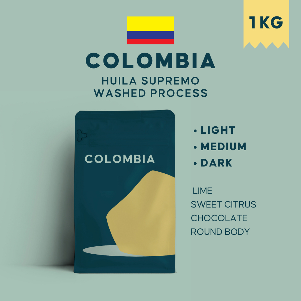 1 KG - เมล็ดกาแฟ โคลัมเบีย มีให้เลือก 3 ระดับการคั่ว - Colombia Coffee Bean