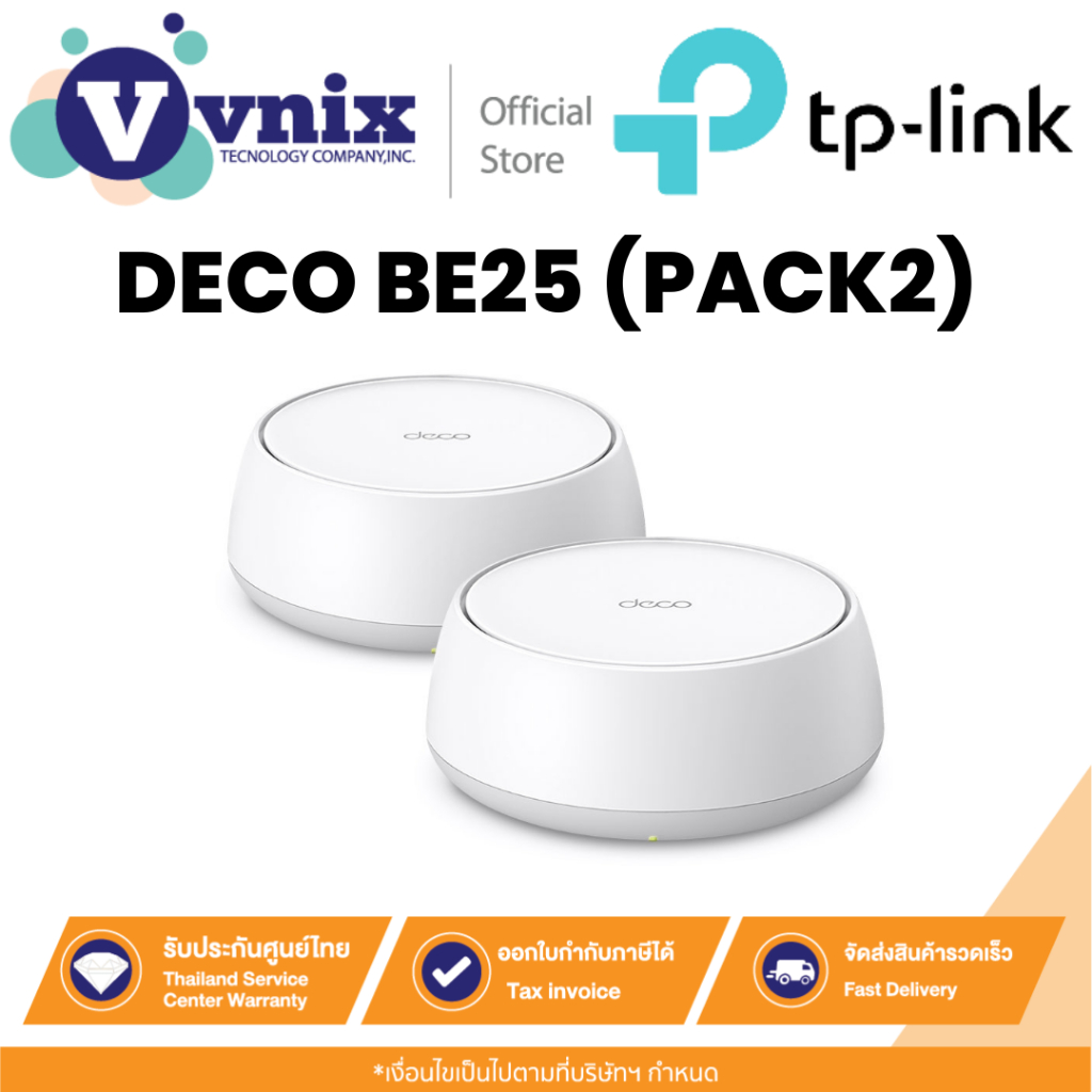 TP-Link DECO BE25 (PACK2) BE5000 Whole Home Mesh Wi-Fi 7 System By Vnix Group