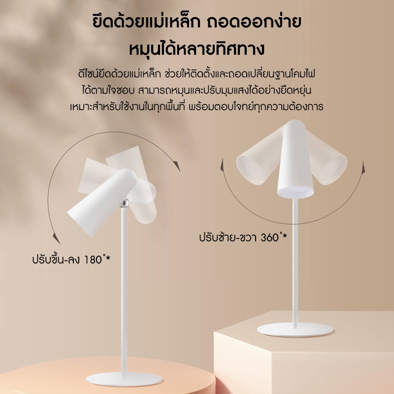 Xiaomi Flexible Rechargeable Lamp โคมไฟตั้งโต๊ะโคมไฟ ป้องกันแสงสีฟ้าRG0 ปรับมุมแสงได้ แบตเตอรี่ใช้ได้นานและชาร์จใหม่ได้ รูปที่ 4