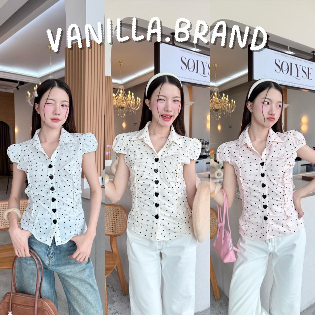 เสื้อคอปก แต่งจับจีบด้านหน้า -kn / VB0538