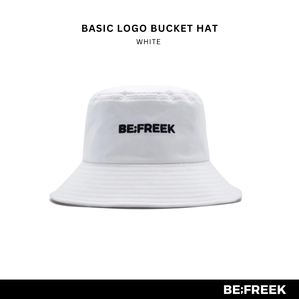 BE;FREEK หมวกบักเก็ต สีขาว โลโก้เบสิก (สินค้าพร้อมส่ง) White Bucket BE;FREEK Basic Logo (Available Now)