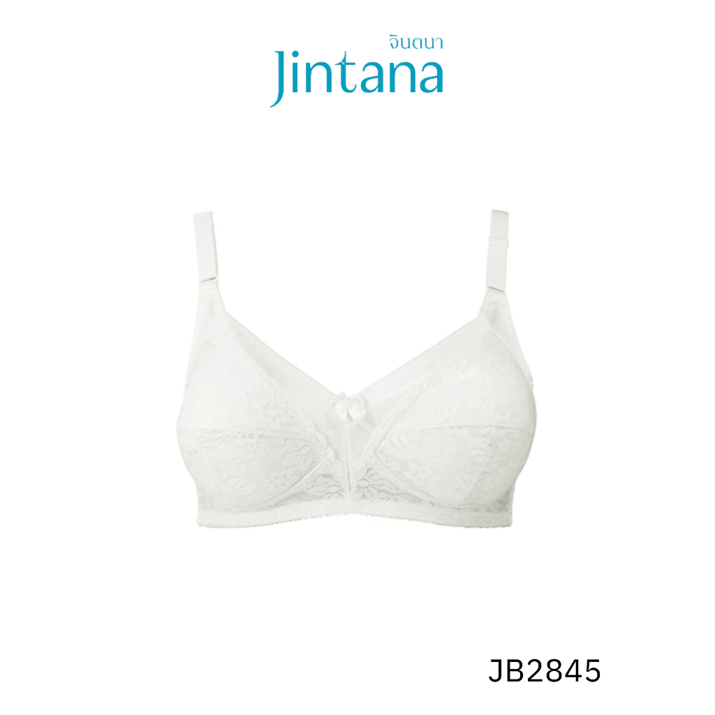 Jintana เสื้อชั้นใน จินตนา รุ่น Basic รหัส JB2845 (ไม่มีโครง) สีขาว เสื้อในเก็บกระชับ ใส่สบาย เสื้อในลูกไม้