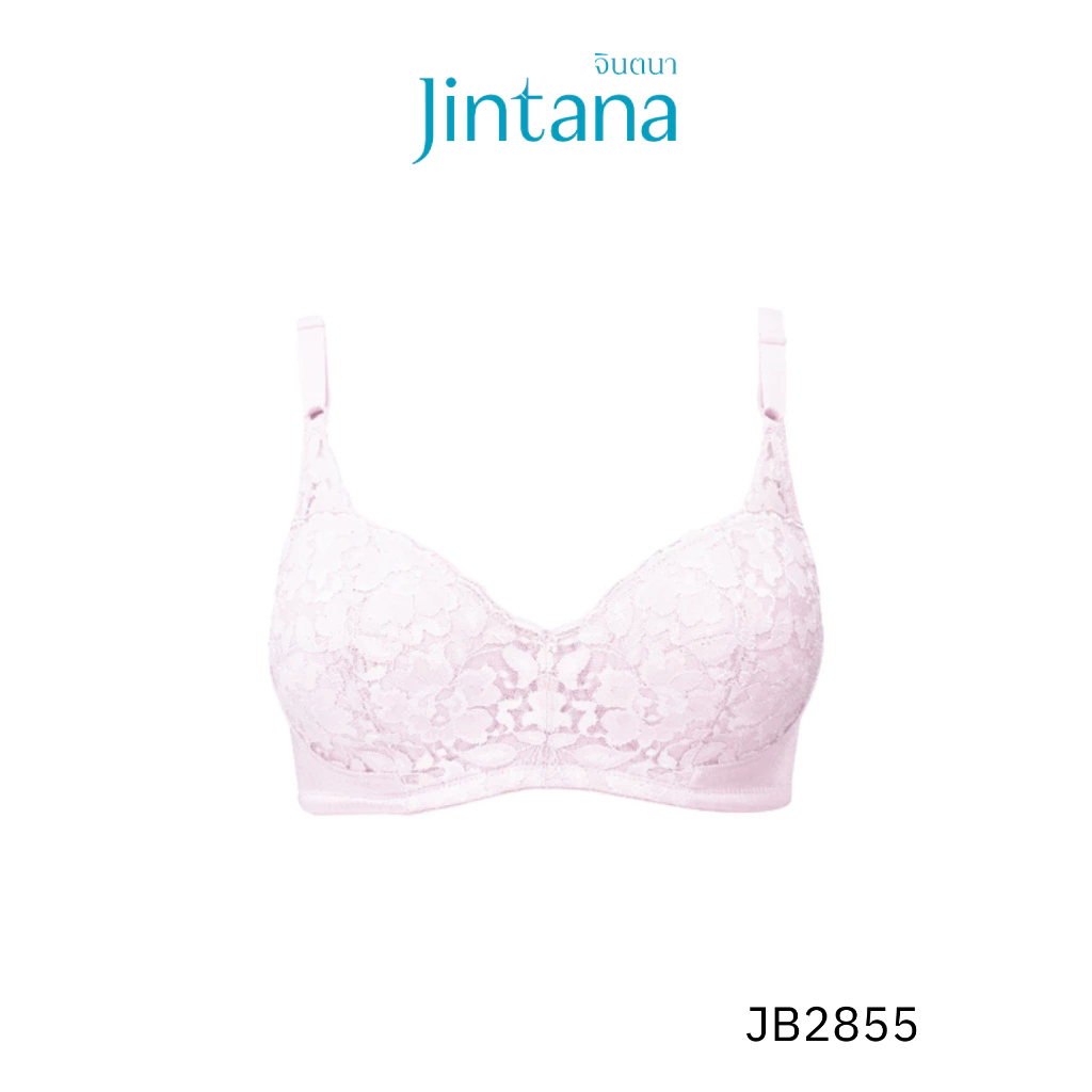 Jintana เสื้อชั้นใน จินตนา รุ่น Basic รหัส JB2855 (มีโครง) สีชมพู เสื้อในเก็บกระชับ ใส่สบาย ระบายอากาศ เสื้อในลายลูกไม้
