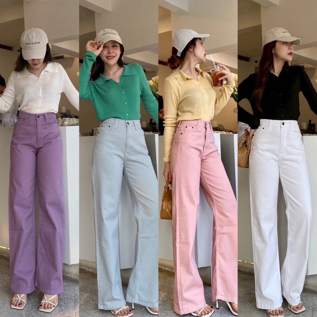 กางเกงยีนส์ ขากระบอกป้ายChuu5Kg ผ้านำเข้า