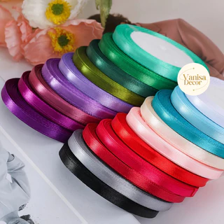 ริบบิ้นซาตินแกนโฟม หน้ากว้าง 6 มิล PF-R501 ริบบิ้นผ้าห่อช่อ ริบบิ้นผ้าสีพื้น DIY พร้อมส่ง