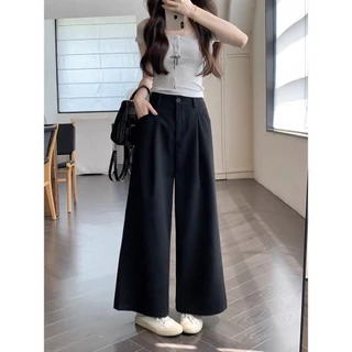 Reallyshops #9297(K) กางเกงขายาวทรงกระบอก เอวยางยืด ผู้หญิง พร้อมส่ง