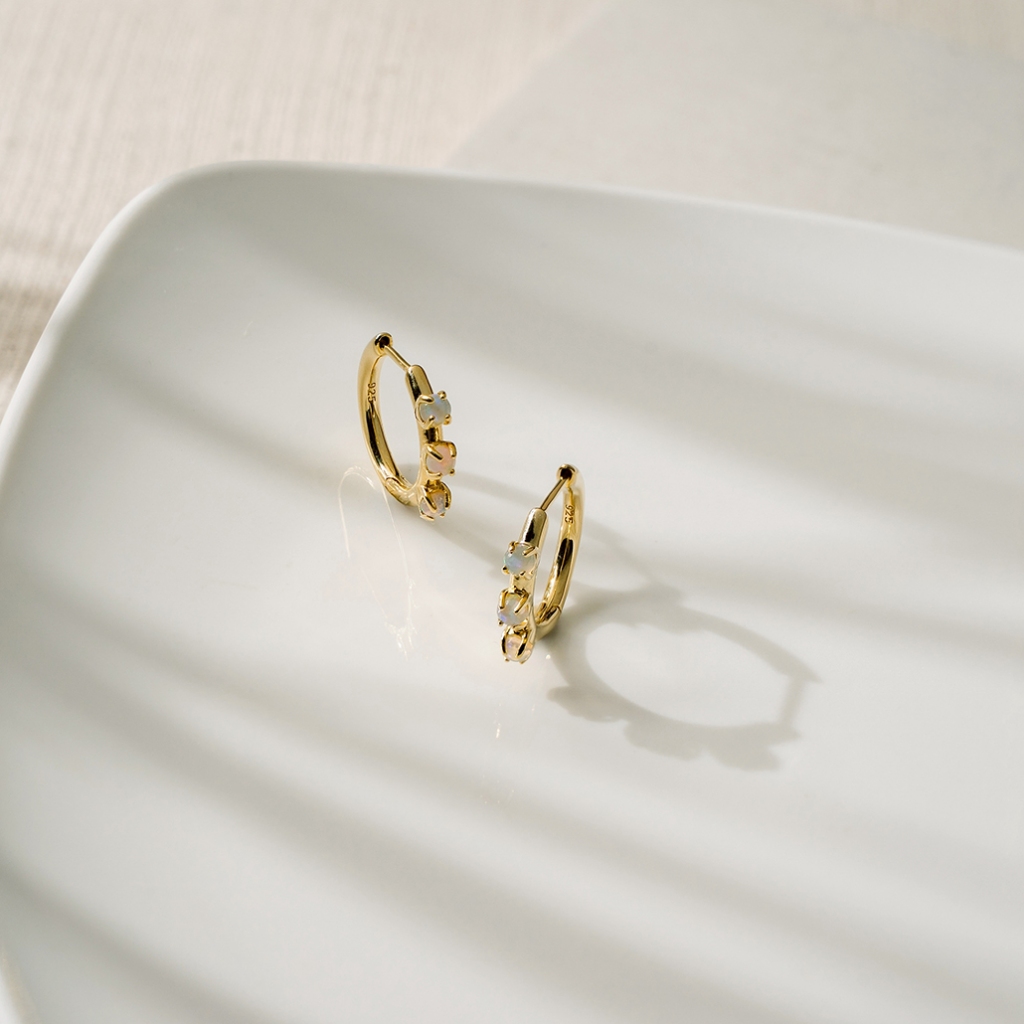 Ar-Kang Collection AKE3019/AKE3020/AKE3021 ต่างหูเงินแท้ Ethiopian Opal Labradorite Black Agate
