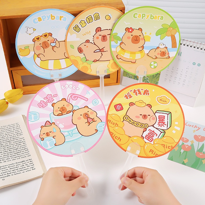🔥พร้อมส่ง🔥 พัดกระดาษ พัด พัดลายการ์ตูน พัดพกพา พัดมือจับ  พัดมือพกพา ของแถม ของชำร่วย