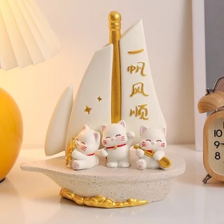 เรือใบแมวโชคดี เรือใบแมวนำโชคแมวนำโชค ของแต่งบ้าน งานเรซิ่น - พร้อมส่งจากไทย