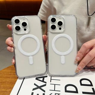 แม่เหล็ก เคสใสกันกระแทก เคสสําหรับไอโฟน11 เคสชาร์ได้ สำหรับ IPhone 13 15 7Plus 14 12 11 Pro MAX 8 6 7 6S Plus
