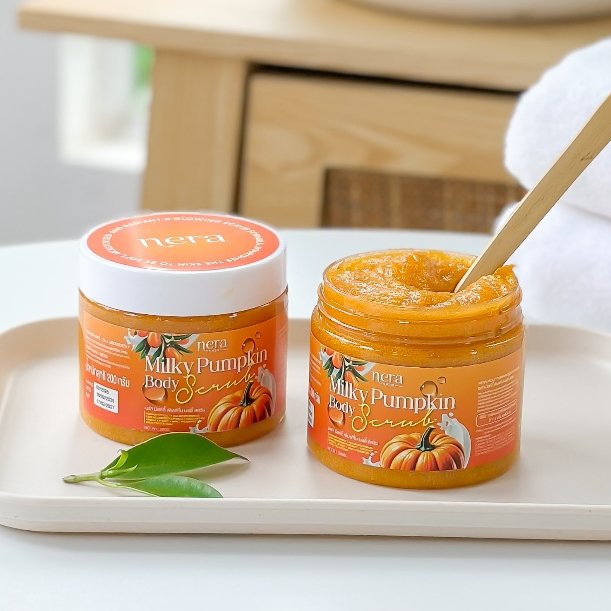 Nera Milky Pumkin Body Scrub สครับฟักทอง เนื้อมูส ขัดผิวตัว ขาวทันทีหลังใช้ เห็นผล 100%