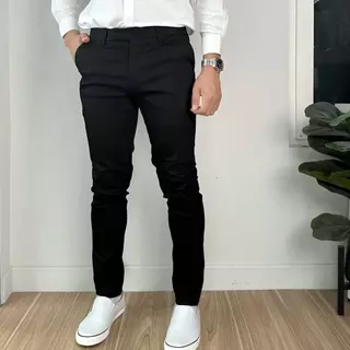 กางเกงสแล็คผู้ชายทรงขาเดฟผ้ายืด ใส่ทำงาน ใส่เรียนผ้าเสริท