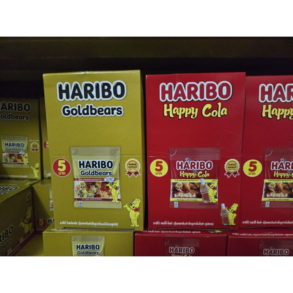 Haribo ฮาริโบ้ เยลลี่ผลไม้รูปหมี รสผลไม้รวมและรสโคล่า 14 กรัม * 12 ชิ้น