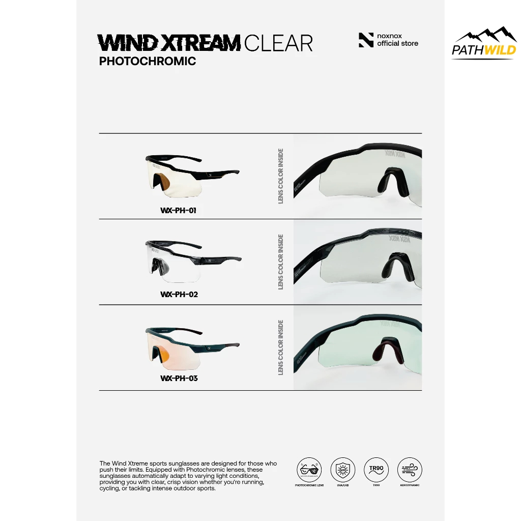 NOX NOX WIND XTREAM [ CLEAR ] Photochromic Lens แว่นตากันแดด พร้อมกล่องและถุงผ้า ราคา ถูกที่สุด ดีลบีเคเค แกลเลอรีภาพที่ 8