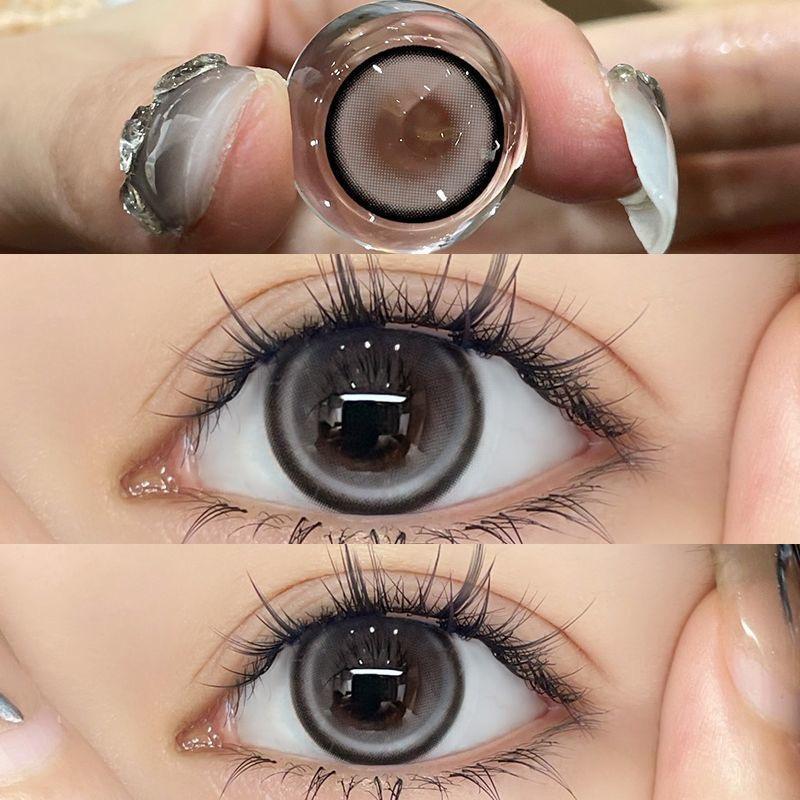 【0°~-600°】Midroo  สายตาปกติ  คอนแทค Jelwery Grey/Brown คอนแทคเลนส์ลายฮิต14.5mm รายเดือน