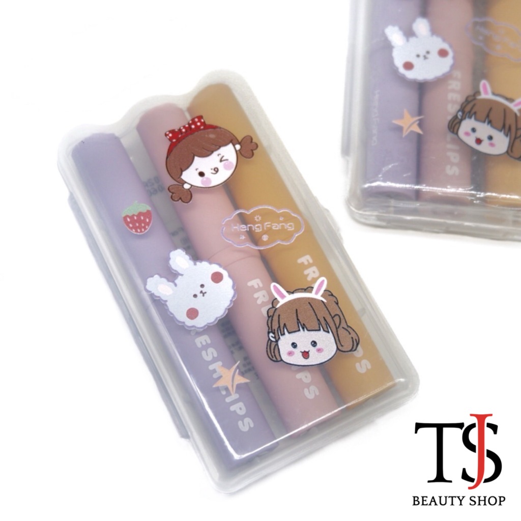 {เซต} HengFang 3IN1 Velvet Color Lipstick เซตลิปสติก เนื้อกำมะหยี่ เติมเต็มริมฝีปาก no.9113