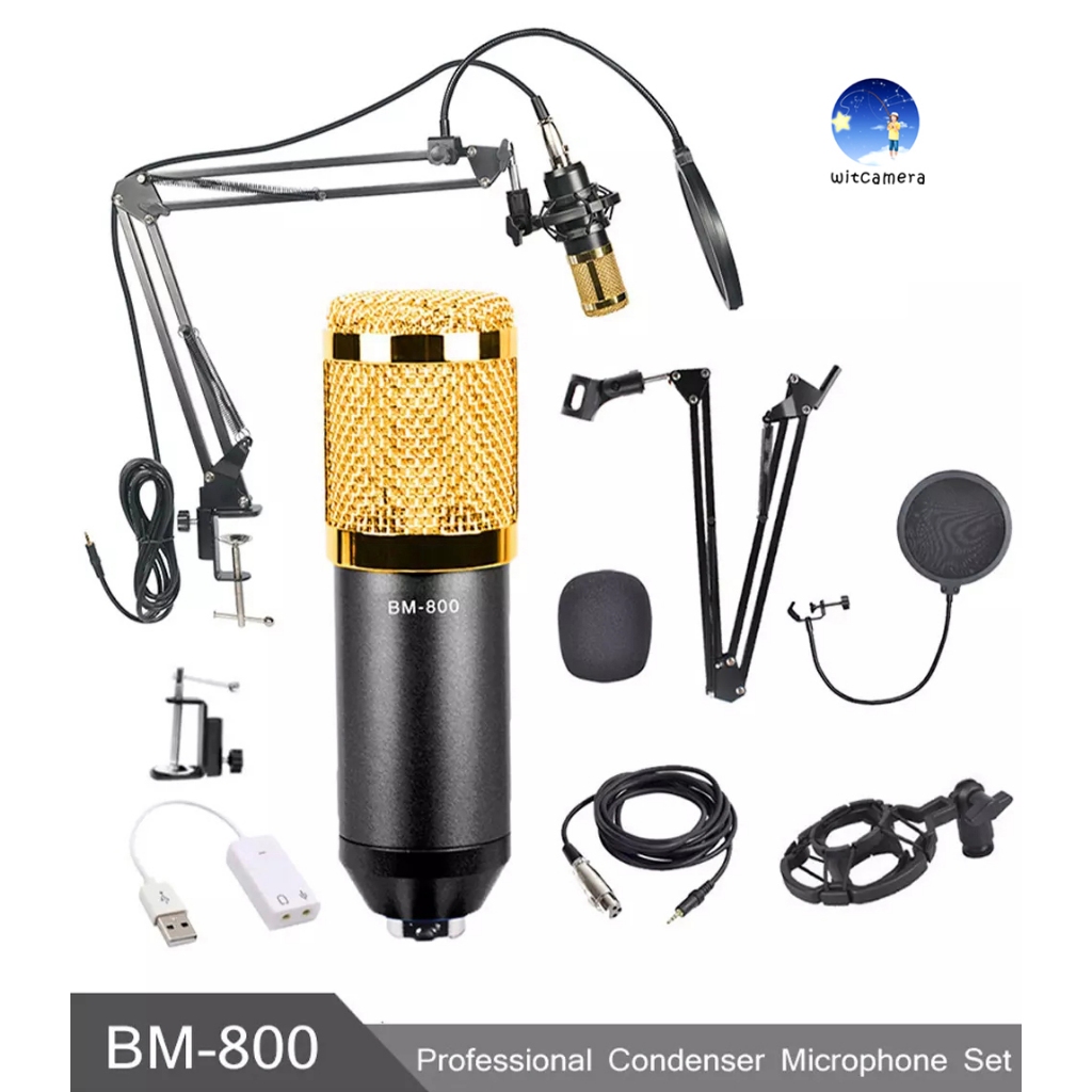 BM-800 Hanging Microphone Kit, Live Broadcast Recording Large Diaphragm Condenser Microphone Set BM-