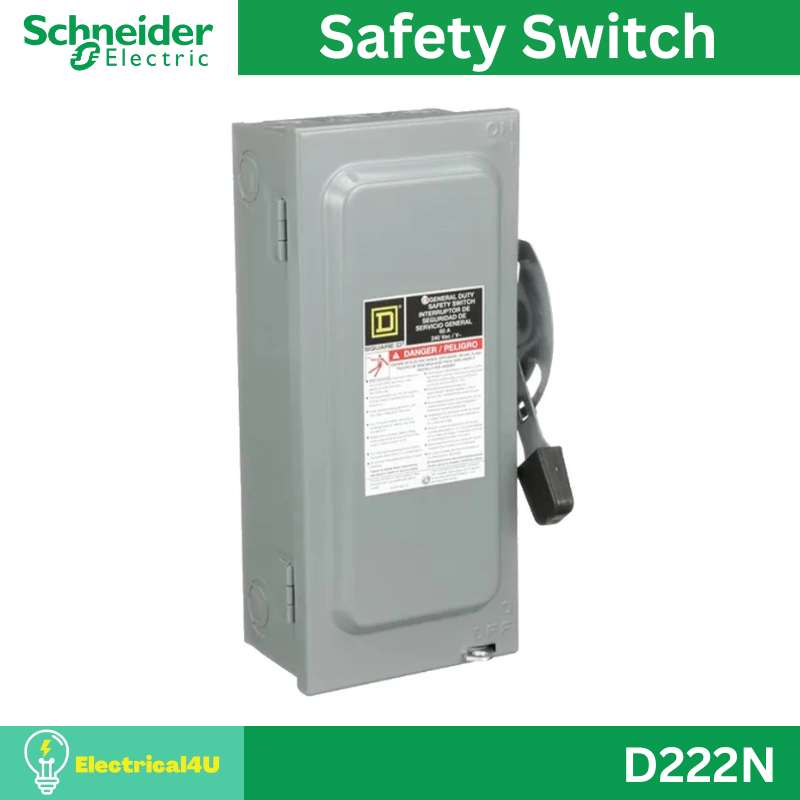 Schneider Electric D222N เซฟตี้ สวิตซ์ แบบสามารถติดตั้งฟิวส์ได้ 60A สำหรับไฟ 1เฟส 240V General Duty 