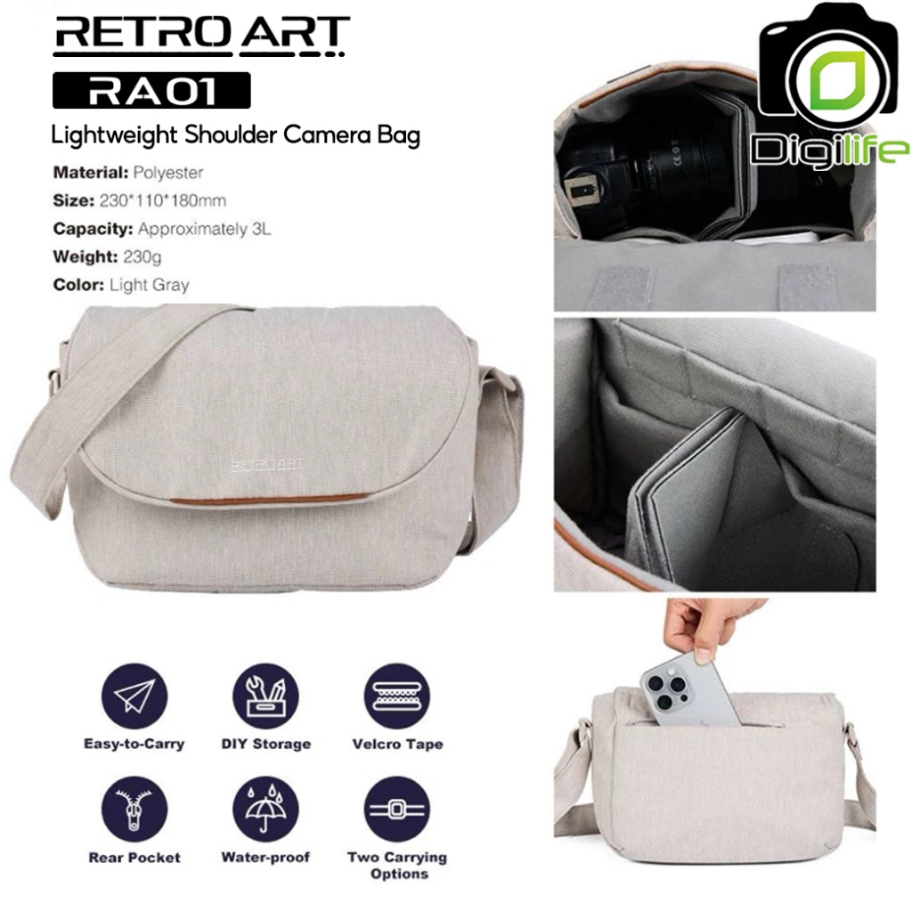 Retro Art Bag RA01 - Lightweight Shoulder Camera Bag กระเป๋ากล้อง กันน้ำ ใส่กล้องและอุปกรณ์ / Digili