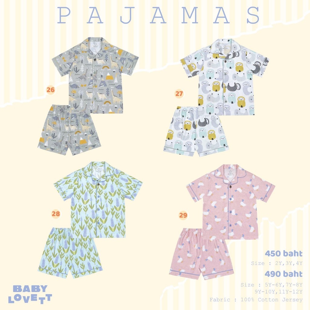 BBLV - Pajamas คอปกแขนสั้นขาสั้น