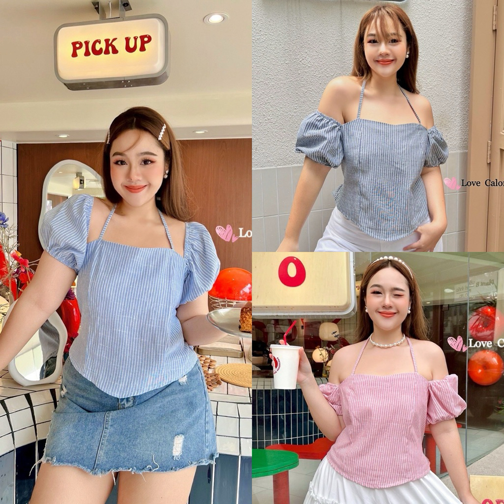 ✅เข้าเพิ่ม พร้อมส่งค่า /LC/เสื้อแขนตุ๊กตา สาวอวบ ไซส์อก38-50 มีสายผูกคล้องคอ ทรงสวย ใส่สวยแน่นอน #เส