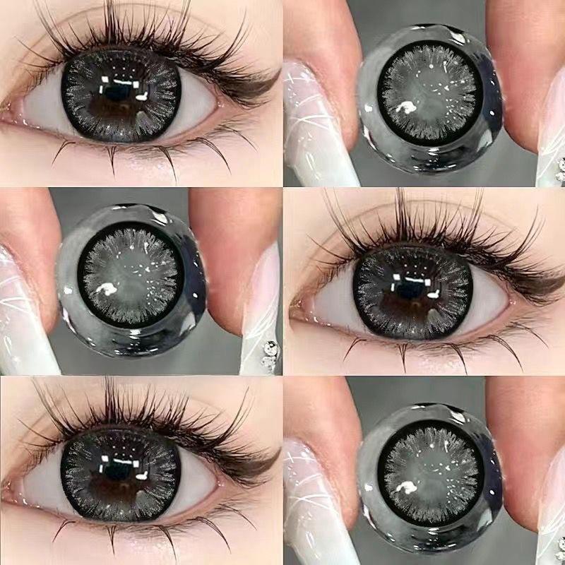 [0.00-6.00] Midroo คอนแทคเลนส์ ขยายรูม่านตา คอนแทคเลนส์สีเทา Shiny Eye Lens-14.5มมรายเดือน เลนส์
