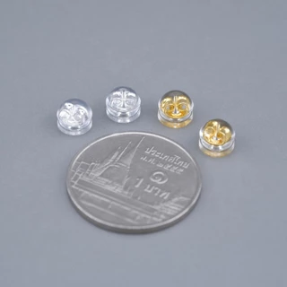 Kismet - Metal Dots แป้นต่างหูโลหะ หุ้มซิลิโคน ทรงถ้วยกลม ขนาด 5 มิล Silicone Earring Backs | KM006