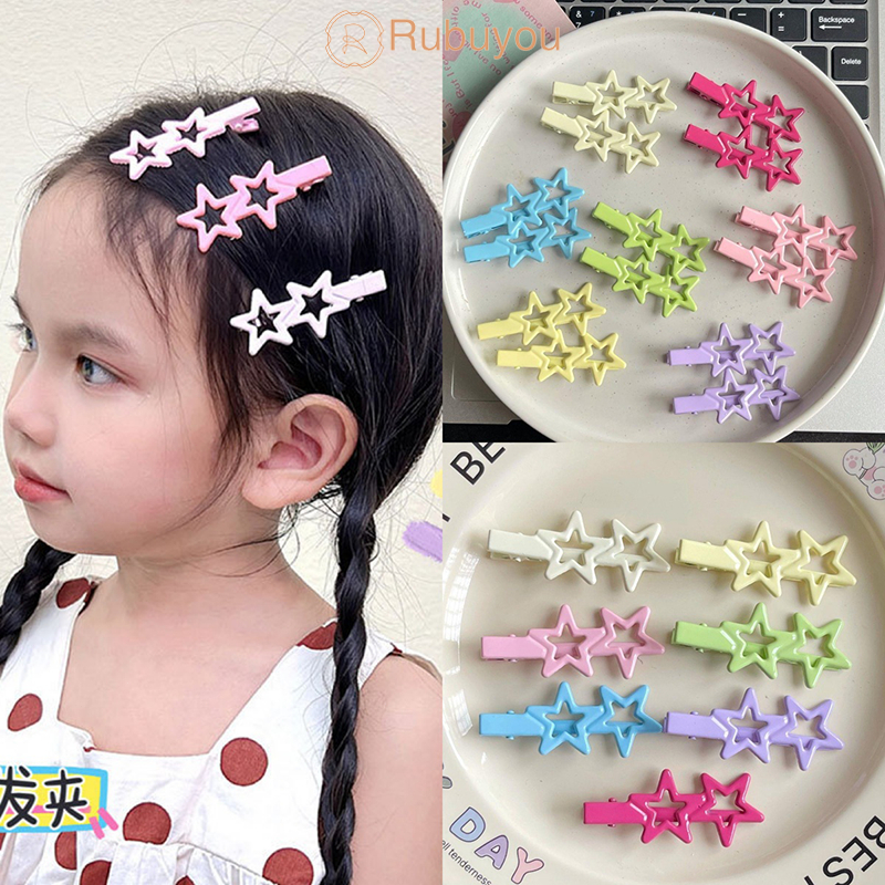 Rubuyou กิ๊บติดผม Y2k รูปดาวห้าแฉก เกาหลี น่ารัก หวาน เด็ก กิ๊บหนีบผม แฟชั่น เครื่องประดับผม-COD
