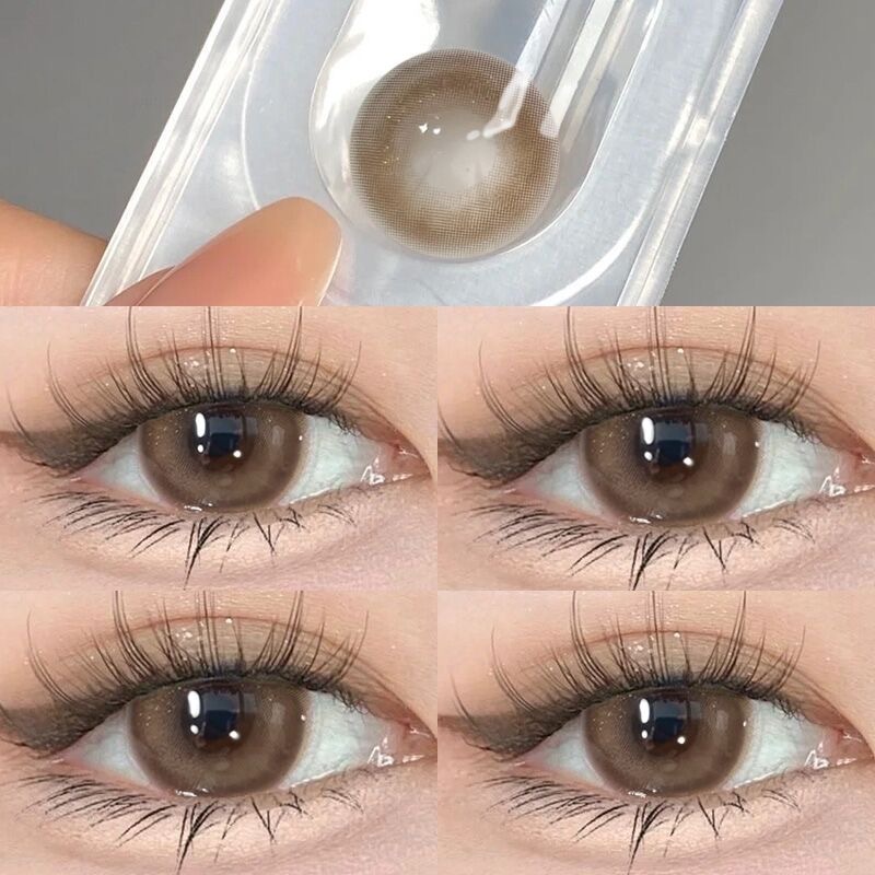 MIDROO【COD】[-0.00~-6.00°]สายตา คอนแทคเลนส์ คอนแทคเลนส์สีน้ำตาลธรรมชาติ พร้อมชุดน้ำยาดูแลคอนแทคเลนส์🌟