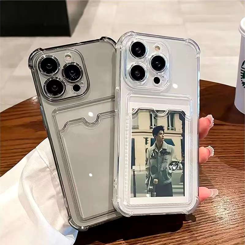 เคสใส่บัตร สำหรับรุ่น iPhone i12 12pro 12promax  i13 13pro 13promax i14 14pro 14promax เคสกันกระแทกใส ใส่บัตร