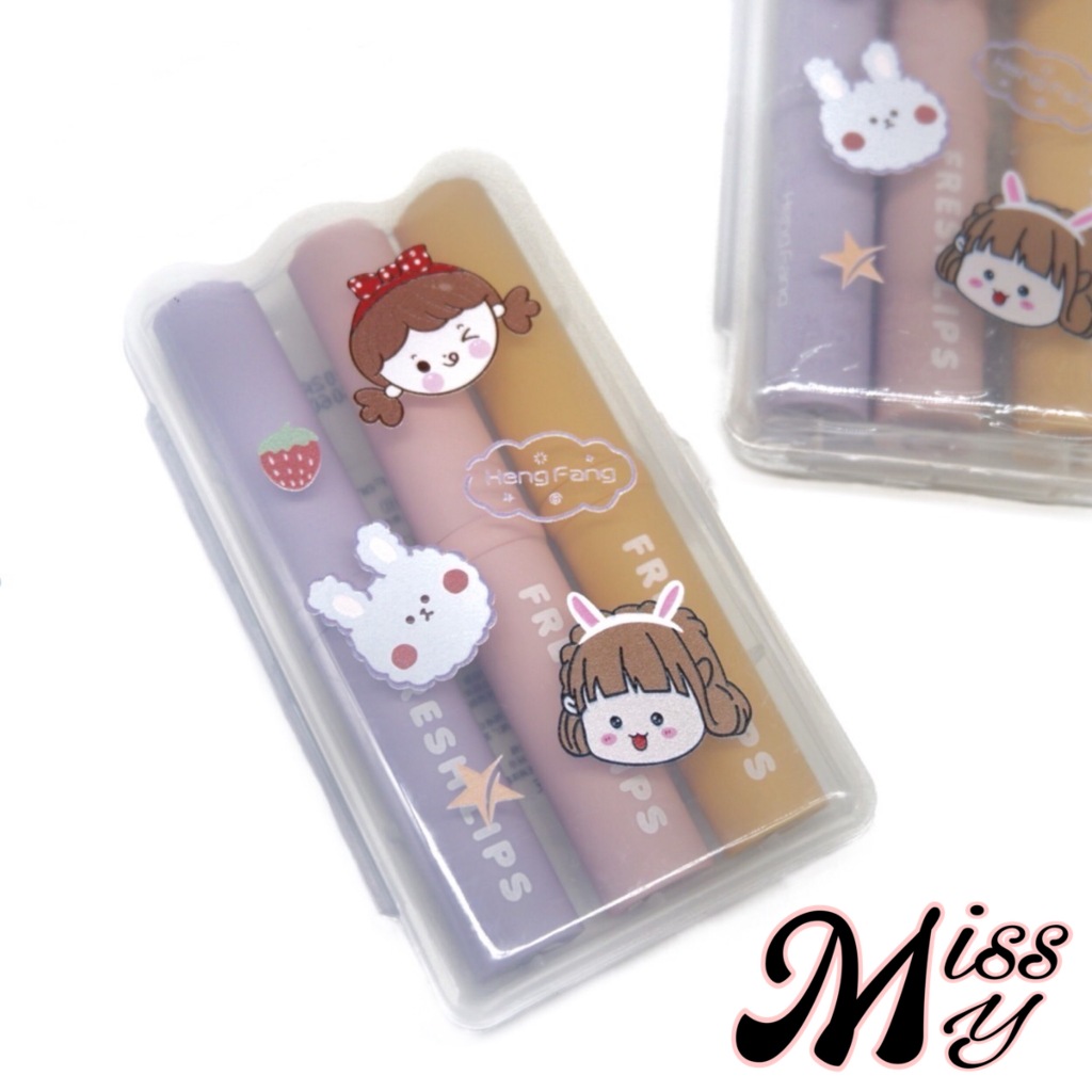 {เซต} HengFang 3IN1 Velvet Color Lipstick เซตลิปสติกเวลเวท เนียนนุ่ม เติมเต็มริมฝีปาก no.9113