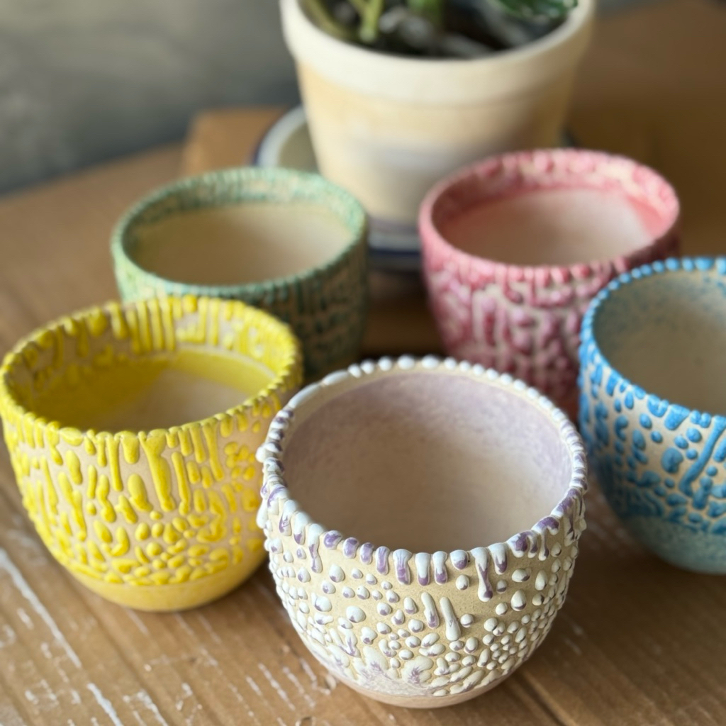 กระถางเซรามิก ทรงไข่ เคลือบลาวา 4 นิ้ว สีพาสเทล ทูโทน