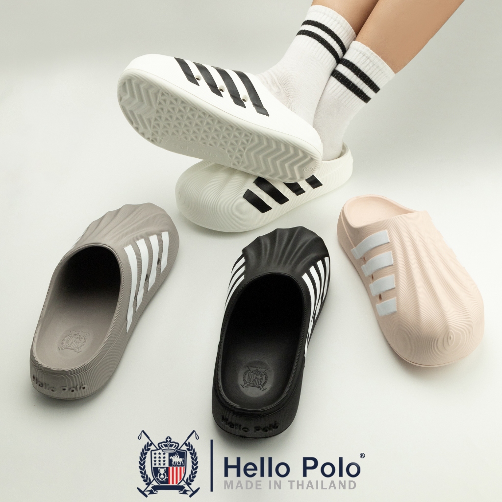 Hello Polo รองเท้าเปิดส้น ลายแถบ เสริมส้น 4 CM. EVA พื้นนิ่ม กันลื่น ระบายอากาศ แฟชั่น รุ่น HP8041
