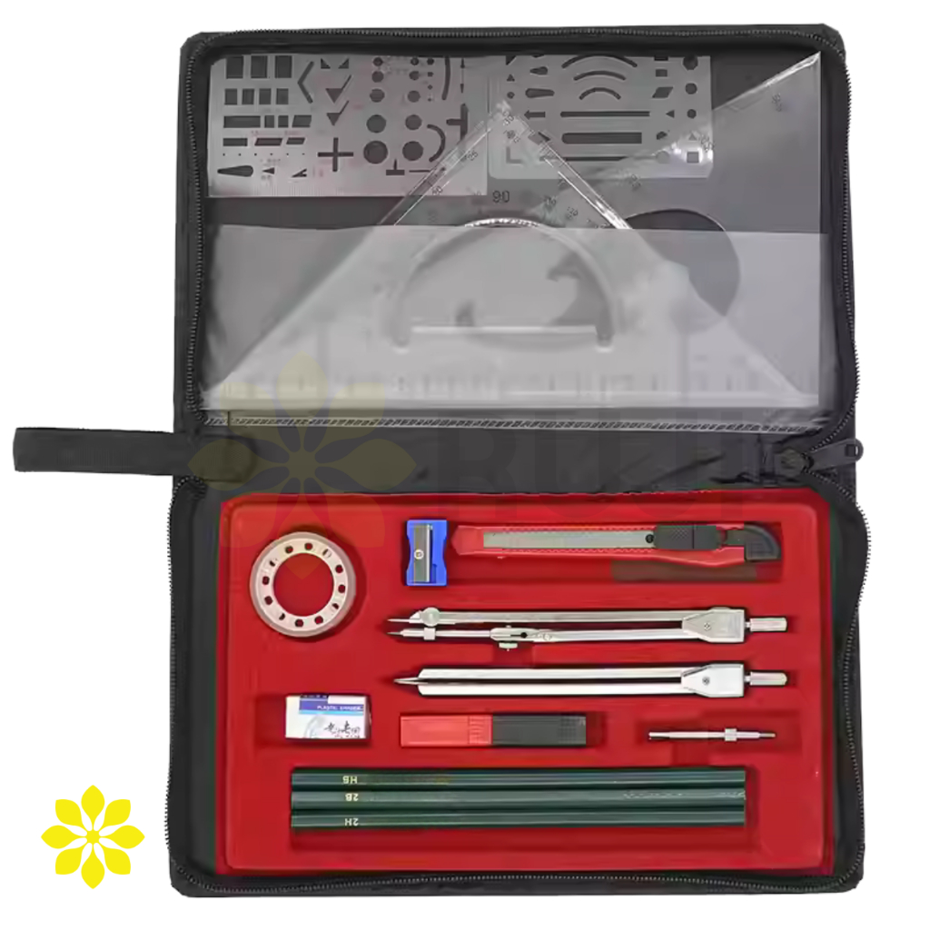 SpaceBall SP-260 ชุดวงเวียนเขียนแบบ + กระเป๋าซิป + อุปกรณ์เขียนแบบ วงเวียนเลขาคณิต วงเวียน โปรเจค RUJI Official