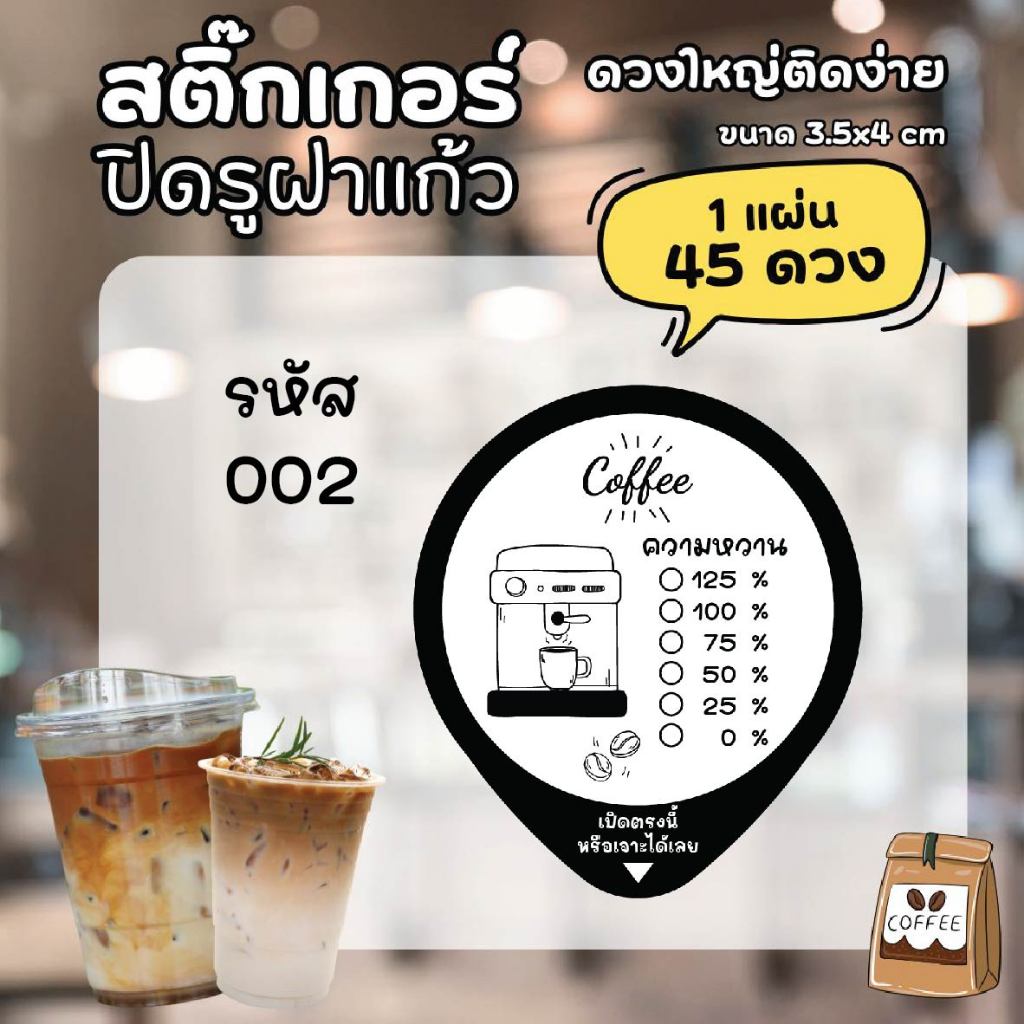 สติ๊กเกอร์ปิดรูฝาแก้ว กันน้ำหก แก้ไขใส่ชื่อเบอร์โทรได้ 1 แผ่น ได้ 45 ดวง - รูปที่ 3