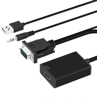 VGA TO HDMI หัวแปลงสัญญาณ HDMI 1080P HDMI Audio TV โทรทัศน์ความละเอียดสูงเอวีสายวิดีโอเสียง