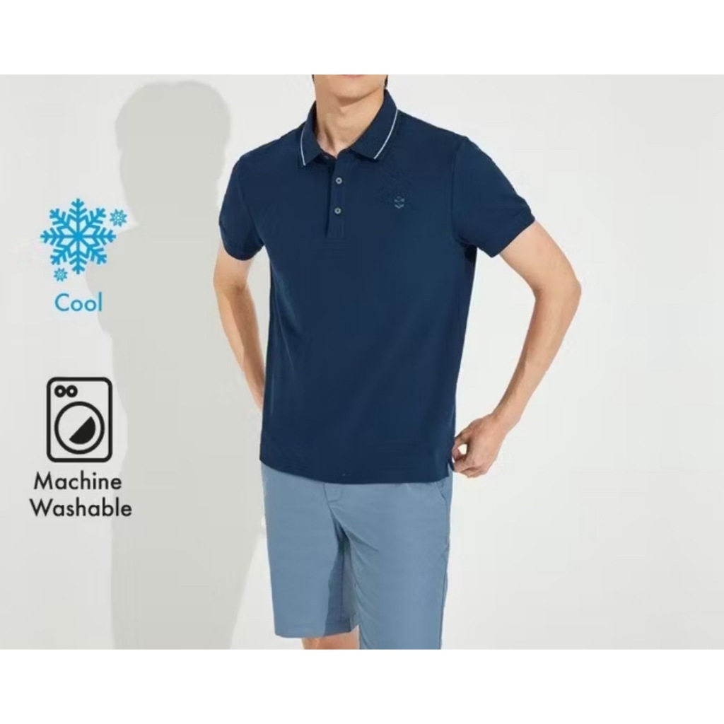 G2000 เสื้อโปโลสำหรับผู้ชาย ทรง Smart Fit รุ่น 4314117276 NAVY ปกฉลุแถบขาว