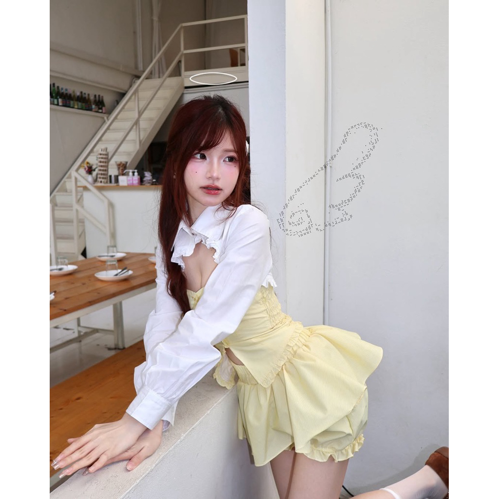 Heather Set - Yellow Sprite (เซ็ตเสื้อครอปเชิ๊ต เสื้อสายเดี่ยว กระโปรงกางเกง และ กางเกงขาสั้นค่ะ)HT