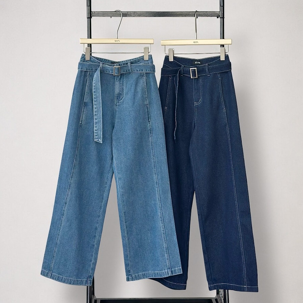 Atipashop - MIRO INDIGO JEANS กางเกงยีนส์ ขายาว ทรงกระบอกกลาง ผ้าดิบ