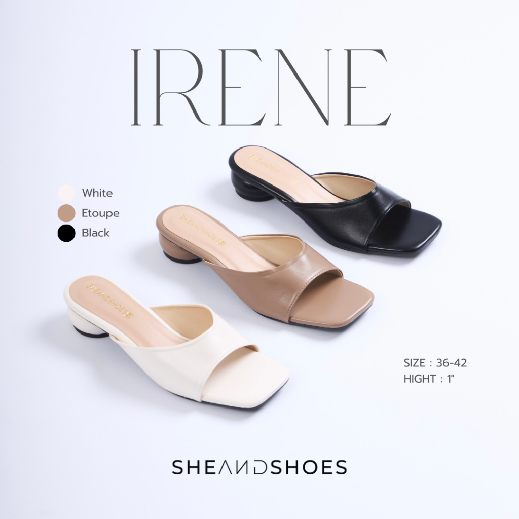 🚗 ส่งด่วน กทม - Irene รองเท้าส้นสูง 1 นิ้ว [ Sz. 36-43 ] เก็บทรงหน้าเท้าสวย ใส่สบาย ส้นไม่สูงมาก
