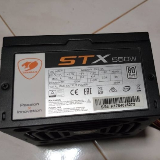 psu STX550 Cougar 550w 80 plus (มือสอง)