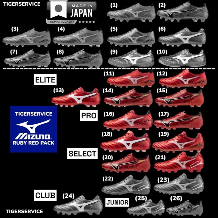 เซ็ทนี้ลง ตัวเวียดนาม MIZUNO RUBY RED PACK รองเท้าฟุตบอล มิซูโน่ ของแท้ มือ1